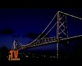Die Brücke Hercilio Luz ist die Post Karte Florianopolis in Sant Catarina Südbrasiliens